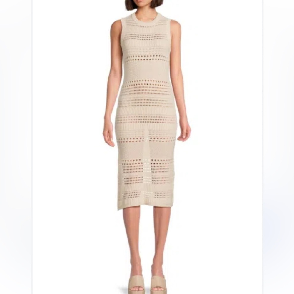 Lock the Label Crochet Midi Dress Beige S